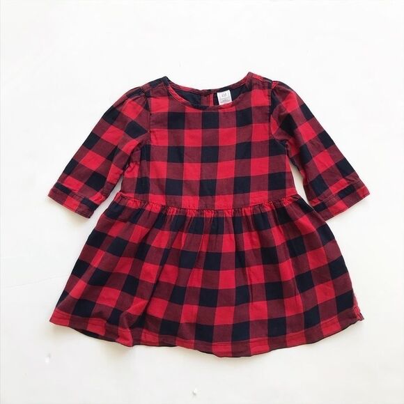Babygap red/blue buffalo plaid dress EUC 2T - Picture 1 of 5
